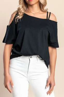 T-shirt in cotone ampia, nera