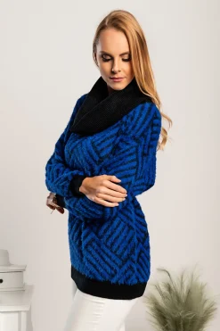 Tunica con cintura fantasia Corvera, blu-nera