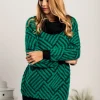 Tunica con cintura fantasia Corvera, verde e nera