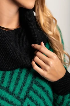 Tunica con cintura fantasia Corvera, verde e nera