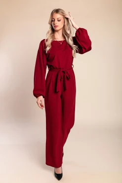 Tuta elegante a maniche lunghe, bordeaux