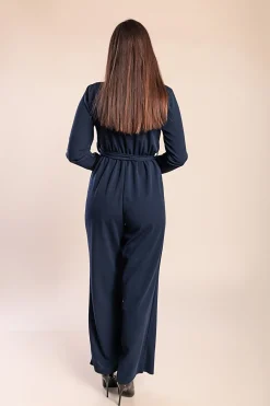 Tuta elegante a maniche lunghe, blu scuro