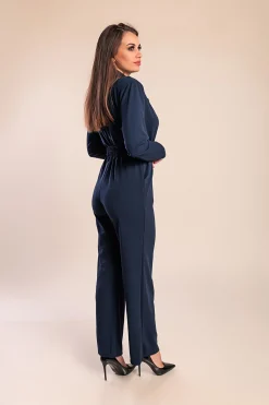Tuta elegante a maniche lunghe, blu scuro