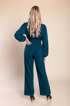 Tuta elegante a maniche lunghe, petrolio