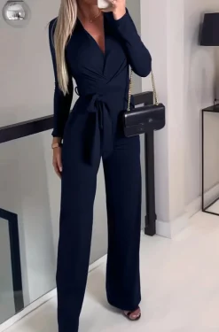 Tuta elegante a maniche lunghe, blu scuro