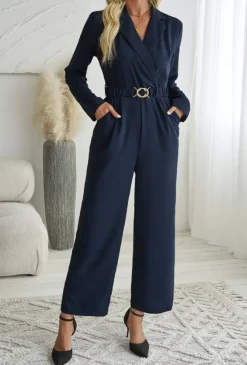 Tuta elegante a maniche lunghe, blu scuro