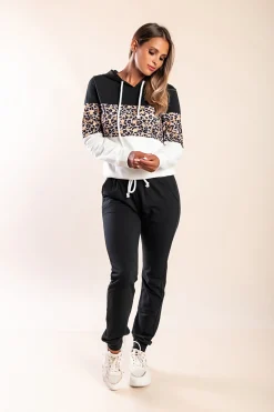 Tuta sportiva con stampa leopardata Amell, nera