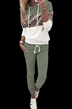 Tuta sportiva con stampa leopardata Amell, olivastro