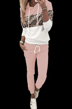 Tuta sportiva con stampa leopardata Amell, rosa