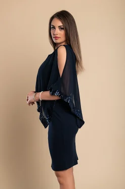 Vestito elegante con mantellina Arlet, blu