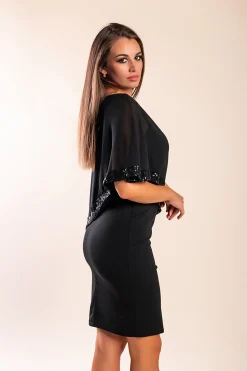 Vestito elegante con mantellina Arlet, nero