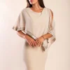 Vestito elegante con mantellina Arlet, beige