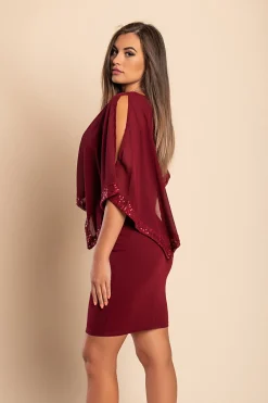 Vestito elegante con mantellina Arlet, bordo