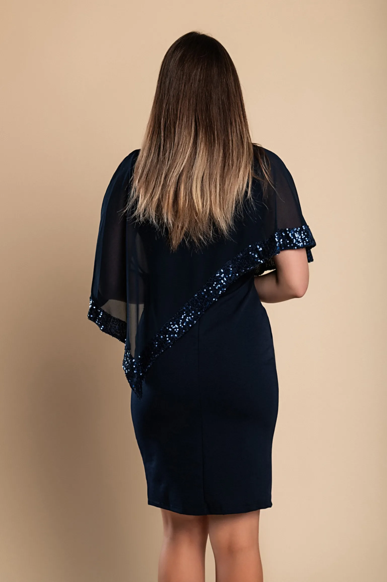 Vestito elegante con mantellina Arlet, blu