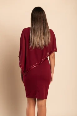 Vestito elegante con mantellina Arlet, bordo
