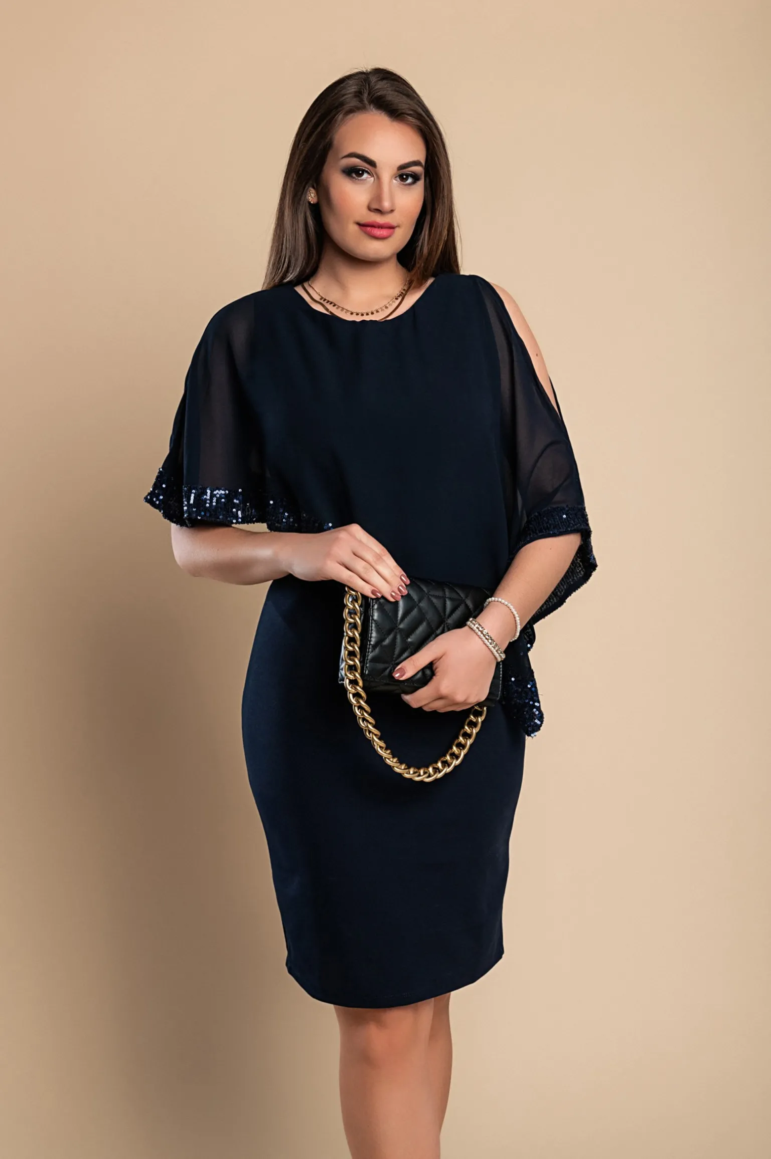 Vestito elegante con mantellina Arlet, blu