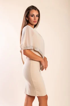Vestito elegante con mantellina Arlet, beige