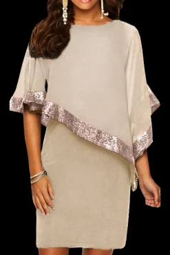 Vestito elegante con mantellina Arlet, beige