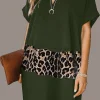 VESTITO ELEGANTE MINI LEOPARDATO GALILEA, OLIVASTRO