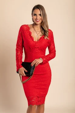 Vestito in pizzo Madily, rosso