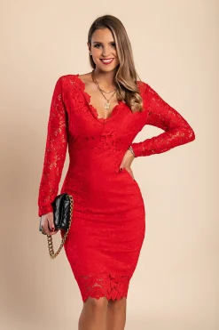 Vestito in pizzo Madily, rosso
