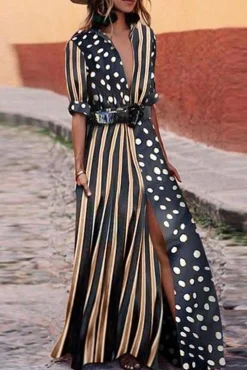 VESTITO MAXI ELEGANTE CON STAMPO MORI
