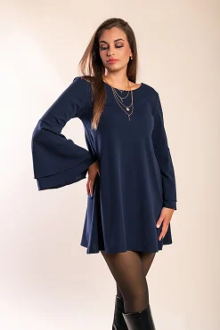 Vestito mini con maniche a campana Rania,  blu scuro