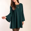 Vestito mini con maniche a campana Rania, verde