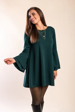 Vestito mini con maniche a campana Rania, verde