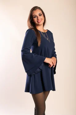 Vestito mini con maniche a campana Rania,  blu scuro