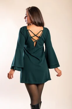Vestito mini con maniche a campana Rania, verde