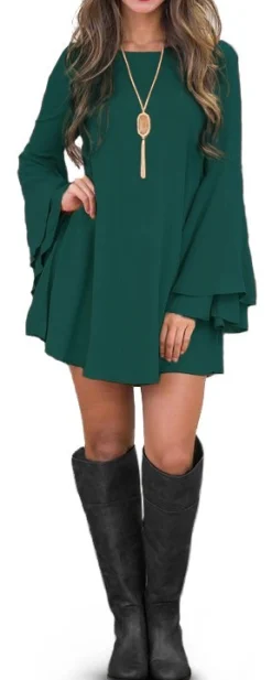 Vestito mini con maniche a campana Rania, verde